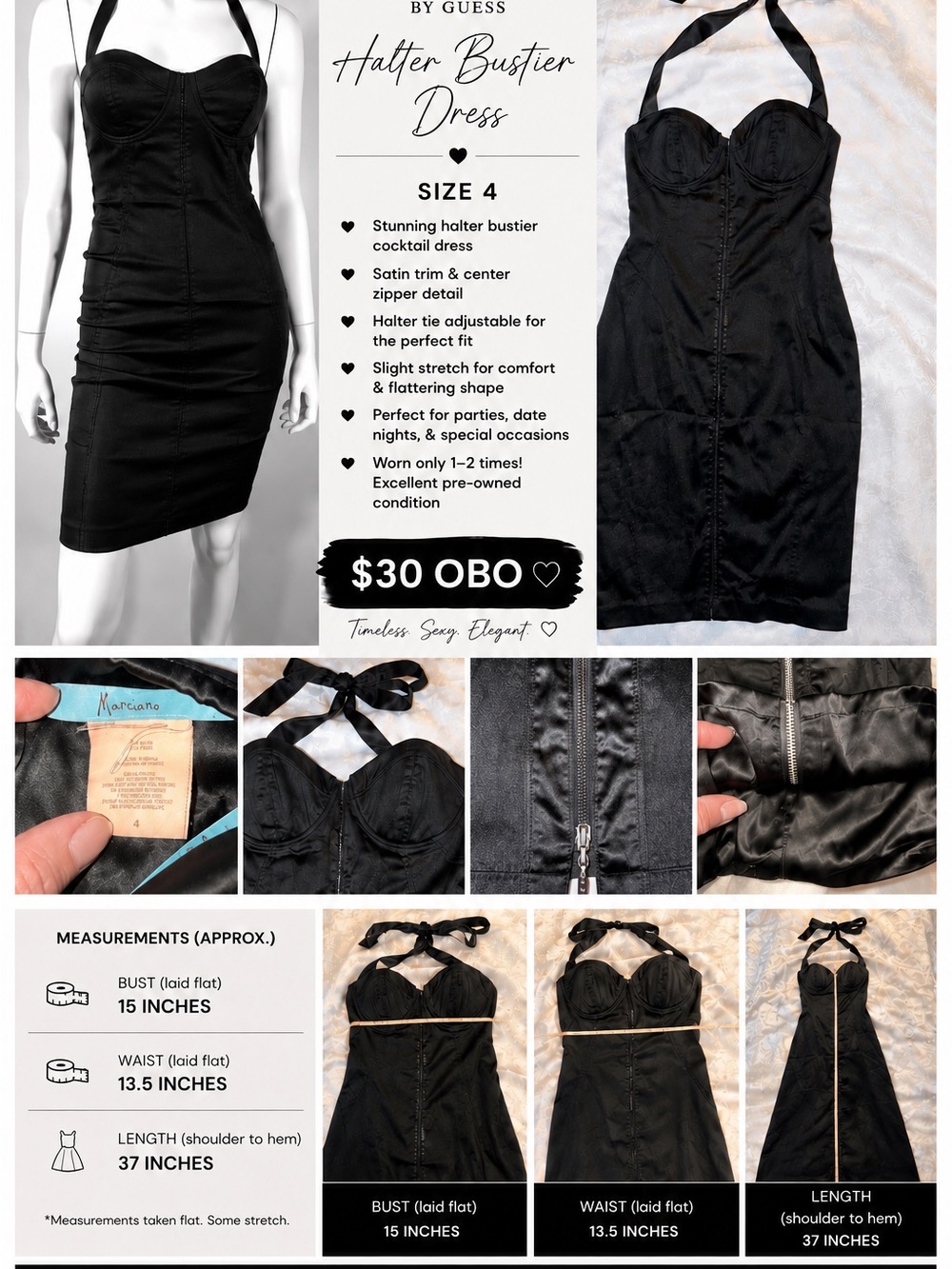 Marciano by Guess Halter Bustier Dress Size 4 Y2K